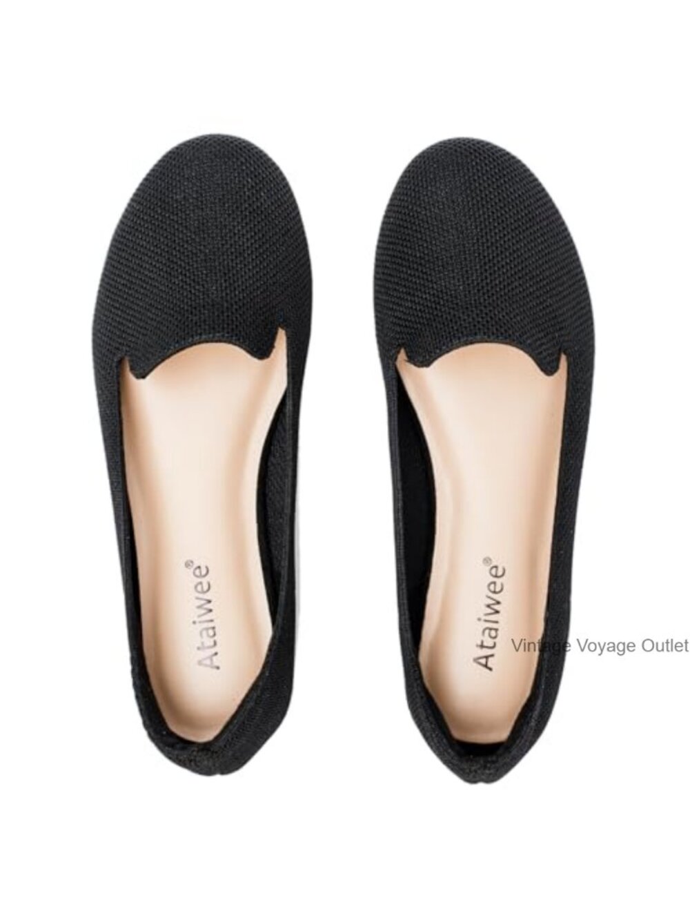 Women's Wide Width Knit Flats Slip-On Comfort Dress Shoes